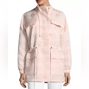 St. John Textured Light Pink Jacquard Drawstring Jacket